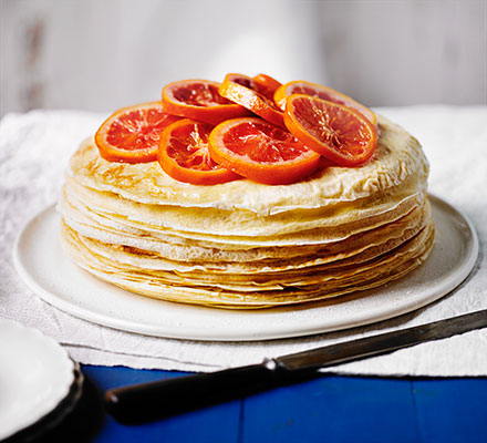 Blood orange crêpe cake