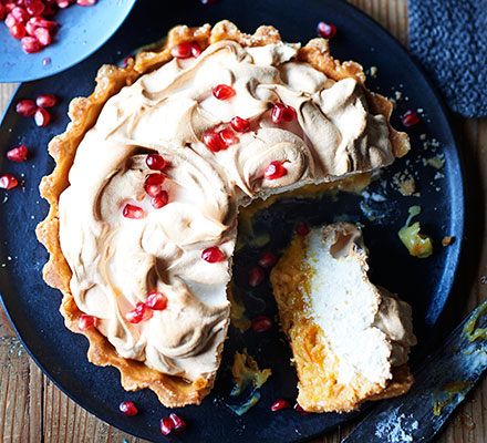 Seville meringue pie with pomegranate