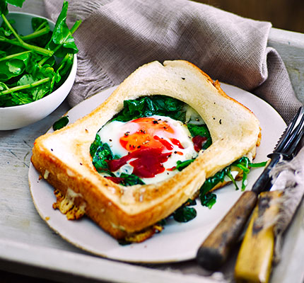 Fried egg Florentine toastie