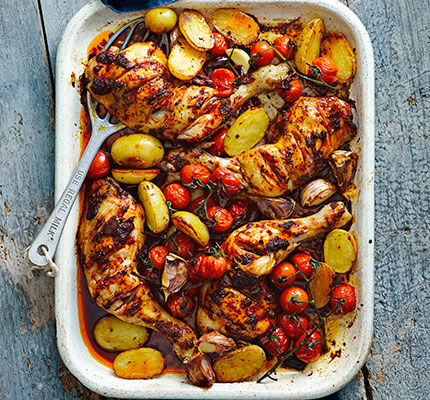 Harissa chicken traybake