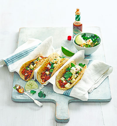 Chipotle chicken tacos with pineapple salsa