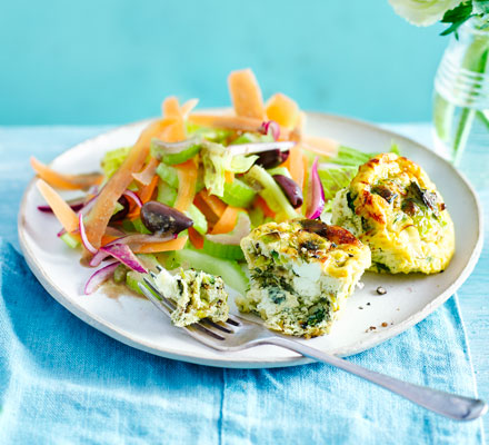 Feta frittatas with carrot & celery salad