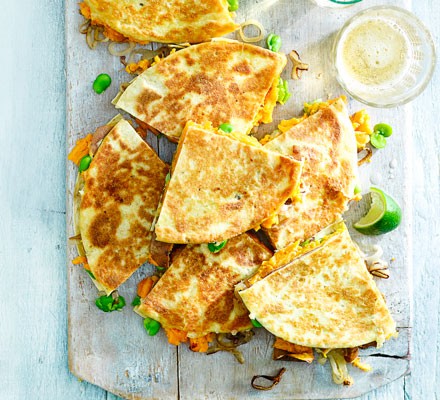 Sweet potato & shallot quesadillas