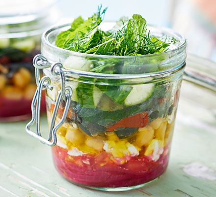 Griddled salad jar