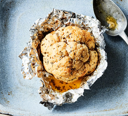 Baked cauliflower in garlic butter