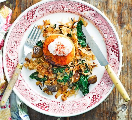 Squash steaks with chestnut & cavolo nero pilaf