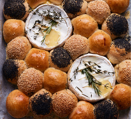 Baked camembert dough ball platter