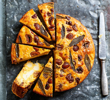 Cauliflower, chestnut & sage cake