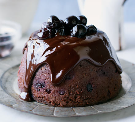 Chocolate & cherry Christmas pudding