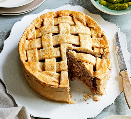 Game pie with cranberries & chestnuts