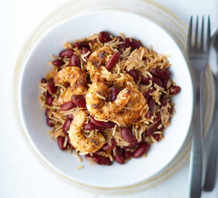 Jerk prawn & coconut rice bowls