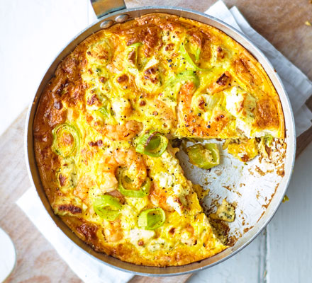 Prawn & leek frittata