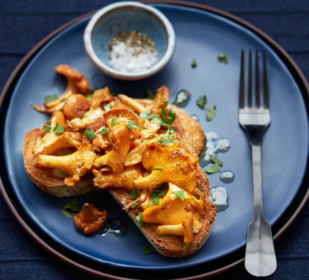 Buttered wild mushrooms on toast