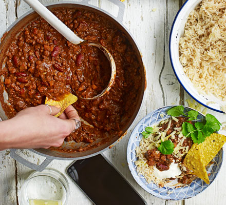 Burnt aubergine veggie chilli