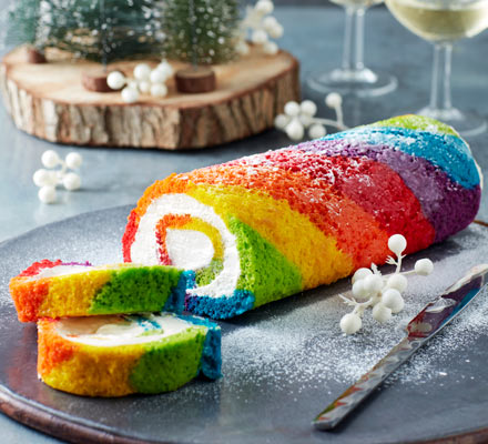 Rainbow yule log