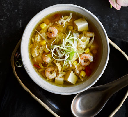 Hot & sour prawn & sweetcorn soup