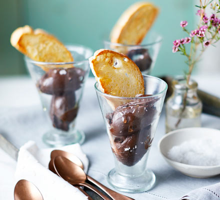 Chocolate ganache with sea salt, olive oil & toasts