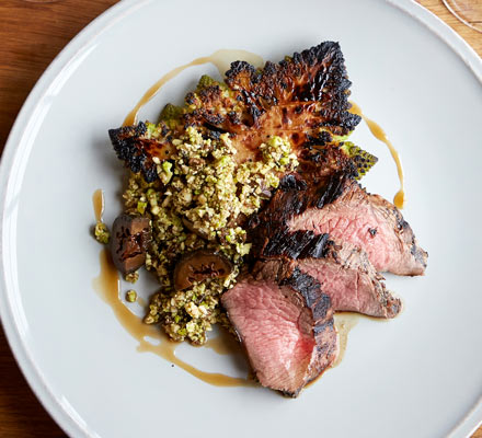 Marinated lamb leg, romanesco & pickled walnuts