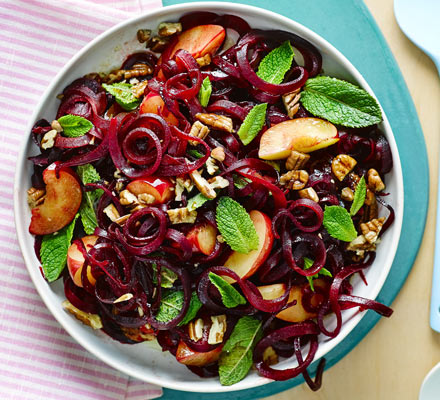 Roasted beets, plum & pecan salad