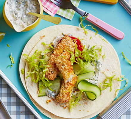 Fish finger wraps with cheat’s tartare sauce