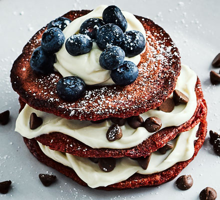 Red velvet pancakes