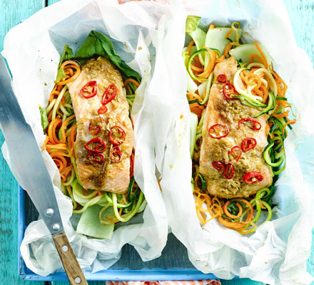 Ginger & soy salmon en papillote