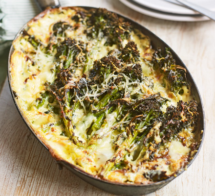 Purple sprouting broccoli & kale gratin