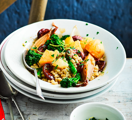 Chorizo & barley stew