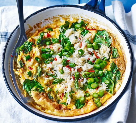 Crab & asparagus omelette