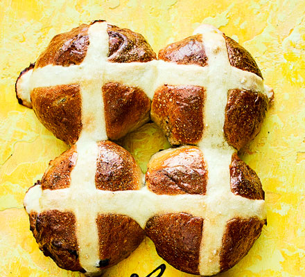 Blueberry & lemon hot cross buns