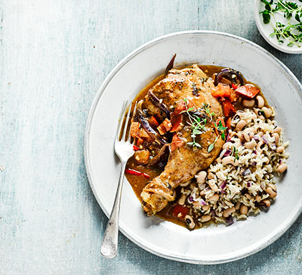 Jamaican chicken with rice & peas