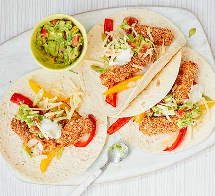 Lightly spiced fish fajitas