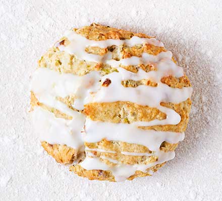 Pistachio scones with a lemon glaze