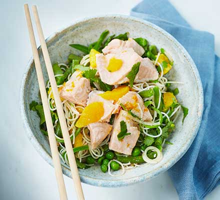 Fresh salmon with Thai noodle salad