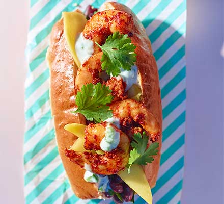 Blackened shrimp hot dogs