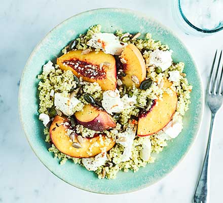 Feta & peach couscous