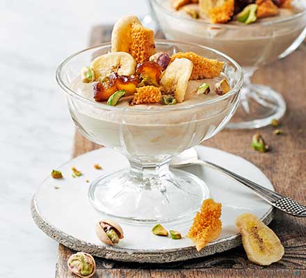 Banana custard with dates & honeycomb