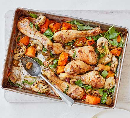 Oregano chicken & squash traybake