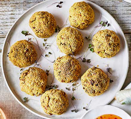 Aubergine & chickpea bites