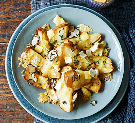 Baked potato skins with brie & truffle