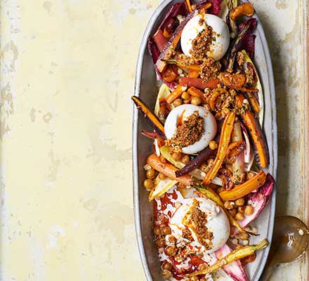 Carrot, chicory & mandarin salad with burrata & walnuts