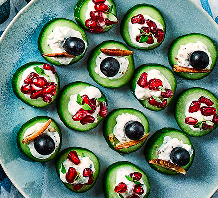 Cucumber & blue cheese canapés