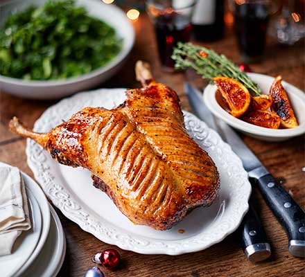 Marmalade glazed roast duck