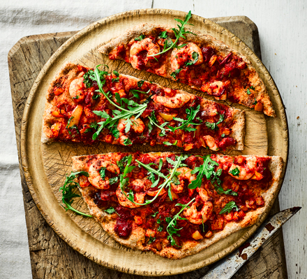 Cajun prawn pizza