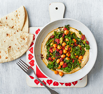 Chorizo hummus bowl