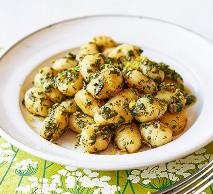 Gnocchi with herb sauce