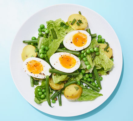 Summer egg salad with basil & peas