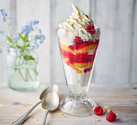 Peach Melba sundae