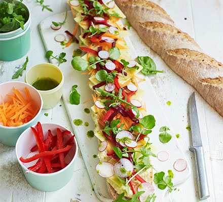 Stuffed rainbow baguette