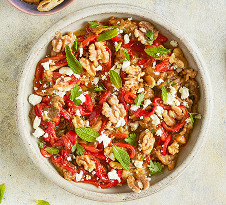 Smoky aubergine & red pepper salad